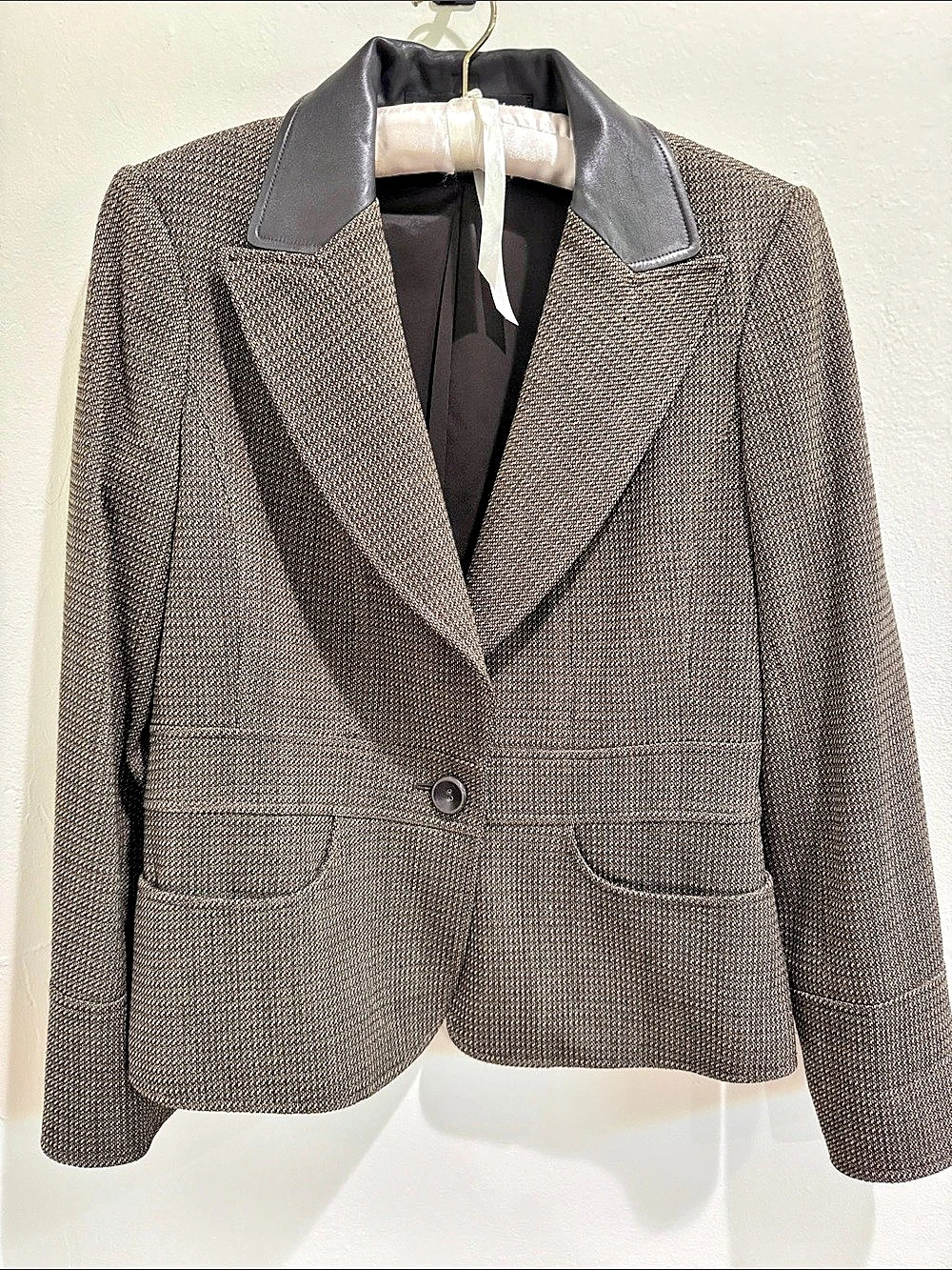 Linda Allard Ellen Tracy Wool Blazer in Brown & Black Size 8 Like New